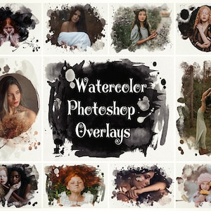 25 Watercolor Photoshop Overlays, Watercolor Masks, Photoshop Frames, Frame Clipart, Clipping Photoshop Masks, Digital Backdrop, PNG frames