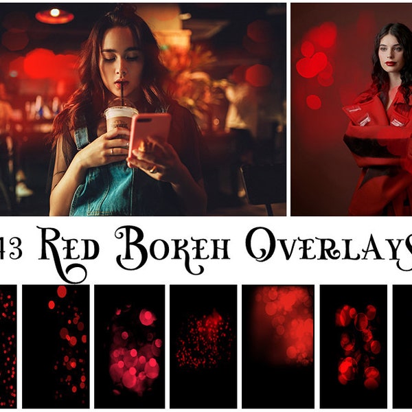 43 Red Bokeh Overlays, Photoshop Overlays, Digital Backdrop, Bokeh Background, Bokeh Clipart, Photoshop Bokeh, Bokeh Lights Portrait Overlay