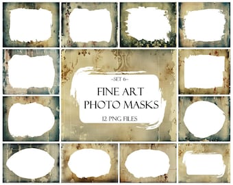Fine Art Photo Masken, Photoshop Overlays, Aquarell Masken, Photoshop Rahmen, Rahmen Clipart, Schnittmasken, Transparente Rahmen, PNG Dateien
