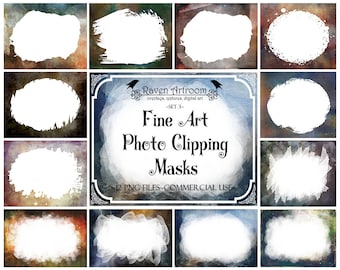 Fine Art Photo Masken, Photoshop Overlays, Aquarell Masken, Photoshop Rahmen, Rahmen Clipart, Schnittmasken, Transparente Rahmen, PNG Rahmen