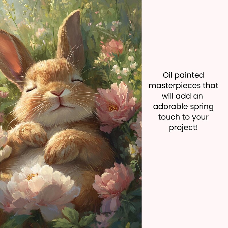 Bunny Spring Digital Pages: Oil Painting Style (300 DPI Printable) - Etsy