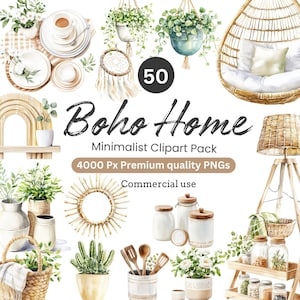 50 Boho Wohnkultur - sofortiger Download - 4000X 4000 PX - 300 dpi transparente PNG Premium Qualität - Wandkunst - Kommerzielle Nutzung - Salbei, Makramee.