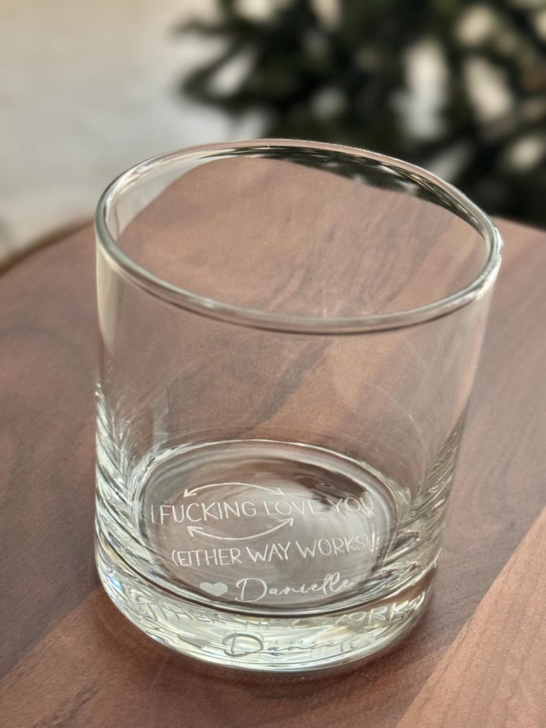 Personalized Whiskey Bourbon Glasses, Valentine Day Gifts for Him, Anniversary Gift for Husband, I Fn Love You Whiskey Glass image 8