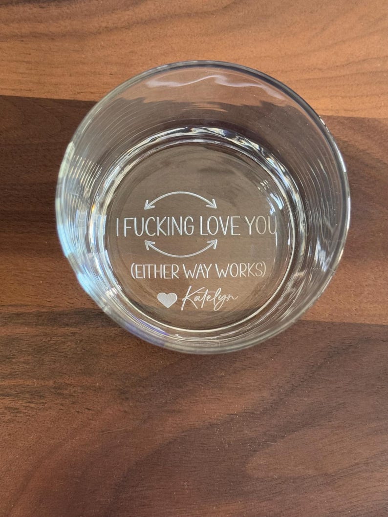 Personalized Whiskey Bourbon Glasses, Valentine Day Gifts for Him, Anniversary Gift for Husband, I Fn Love You Whiskey Glass image 14