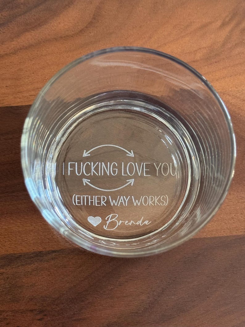 Personalized Whiskey Bourbon Glasses, Valentine Day Gifts for Him, Anniversary Gift for Husband, I Fn Love You Whiskey Glass image 20