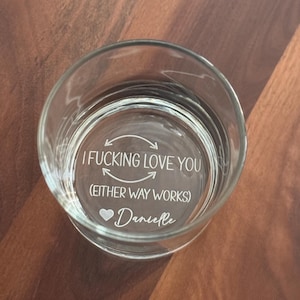 Personalized Whiskey Bourbon Glasses, Valentine Day Gifts for Him, Anniversary Gift for Husband, I Fn Love You Whiskey Glass image 7