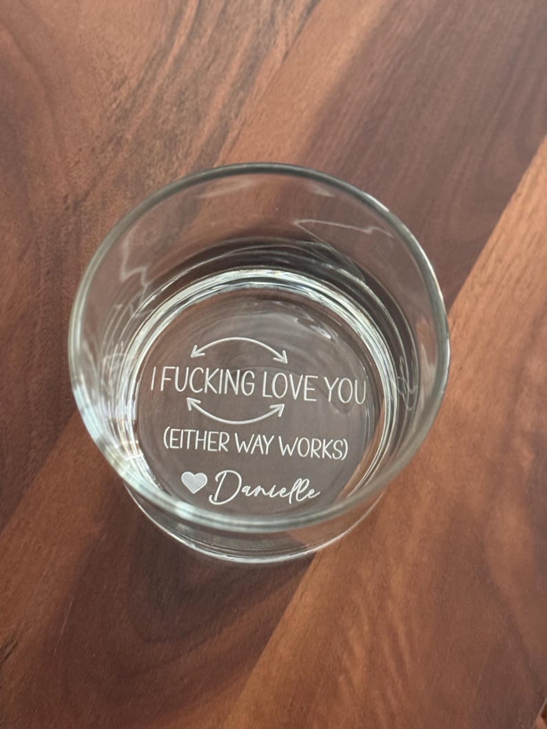 Personalized Whiskey Bourbon Glasses, Valentine Day Gifts for Him, Anniversary Gift for Husband, I Fn Love You Whiskey Glass image 7