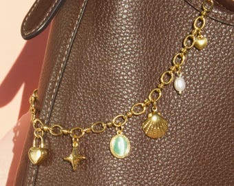 Build Your Own Custom Bag Chain With 18K Gold Charms, Personalized Charm Purse Chain, Custom Bag Chain, Vintage Gold Charms, Bag Accessories