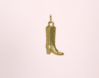 Gold Cowboy Boot Charm, 18K Gold Charm, Cowgirl Charms, Western Charm Jewelry, Cowgirl Boot Charm, Bracelet Necklace Jewelry Making Supplies