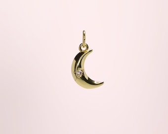 Gold Halbmond Anhänger, 18K Gold Anhänger, Gold Mond Diamant Anhänger, himmlische Anhänger, Mond Anhänger, Armband Halskette Schmuck machen Lieferungen