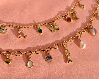 Build Your Own Custom Charm Bracelet, Gold Charm Bracelets, Customizable Charm Bracelet, Vintage Style Chunky Bracelet, Bridesmaid Gift