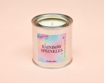 Rainbow Sprinkles Soy Candle | 8oz | Sweet and Fruity Strong Scented Candle | Non-Toxic & Vegan | Home Decor | Wedding Gift | Gift for Her