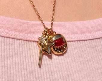 Build Your Own Custom Charm Jumble Necklace, 18K Gold Dainty Charm Jumble Necklace, Customizable Charm Stack Necklace, Gift for Her