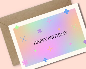 Cute Happy Birthday Card | Gradient Design | Art Print | Notecard | Gift For Her | For Him | Greeting Card