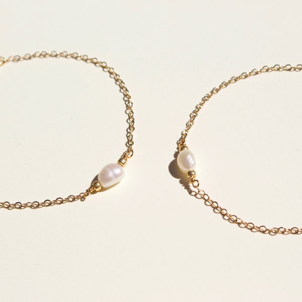 Best Friends "Georgina" Freshwater Pearl Bracelet Set | 18k Gold Plated | Matching Bracelets | Birthday Gift | Gift for Her | Friendship