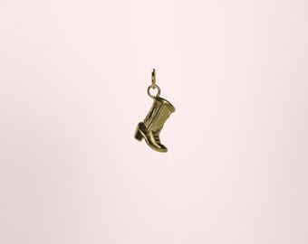 Gold Mini Cowboy Boot Charm, 18K Gold Charm, Vintage Western Charm, Baby Cowgirl, Add on Charm, Bracelet Necklace Jewelry Making Supplies