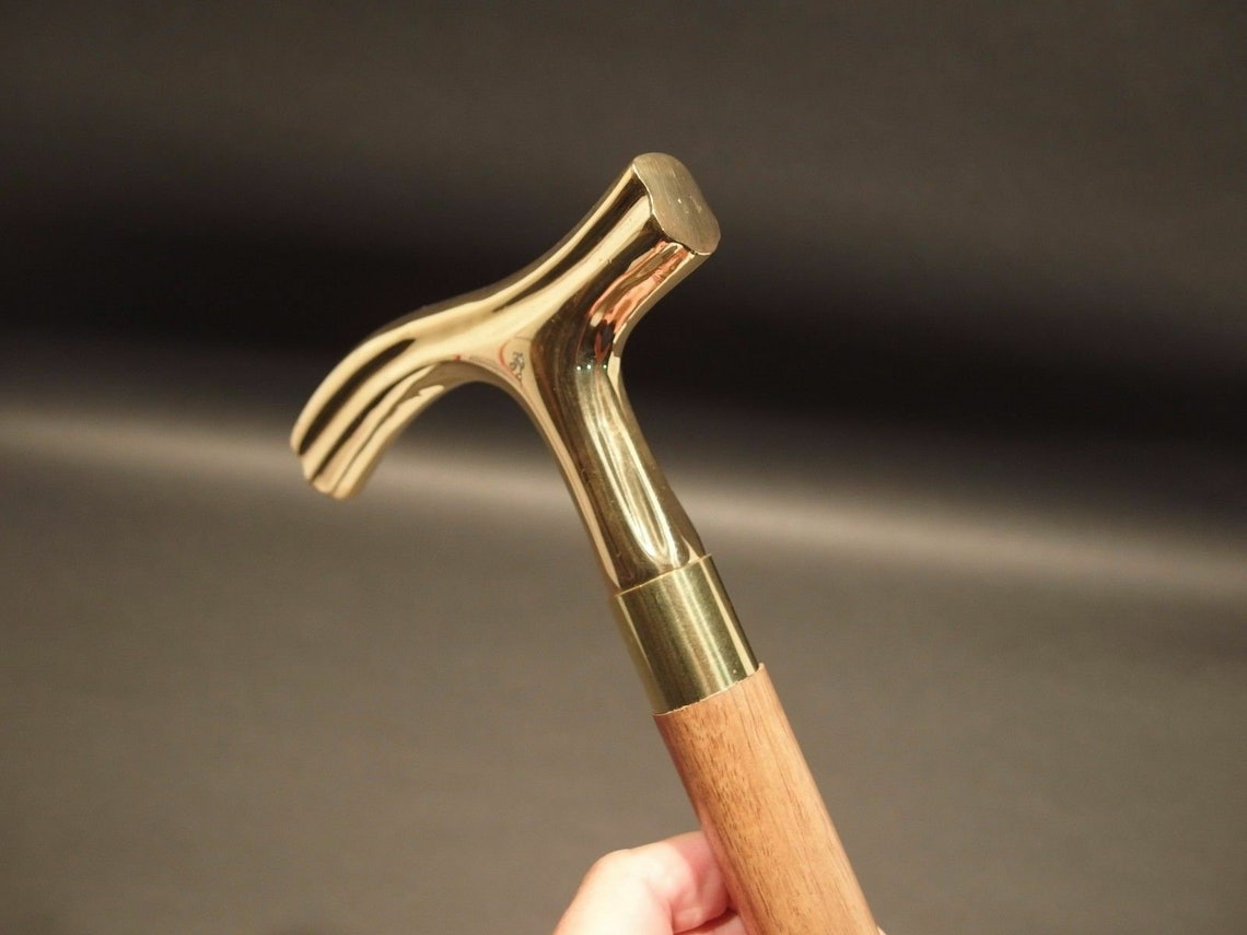 Vintage Brass Derby Head Handle Walking Cane Antique Etsy