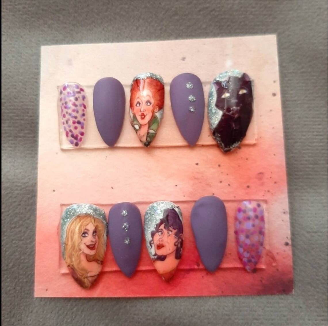 Hocus pocus press on nails. Sanderson sisters. Glue on nails. Etsy