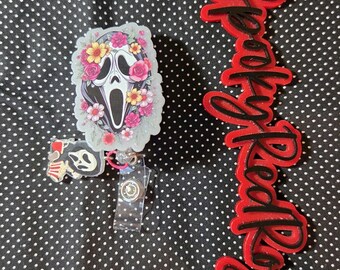 Ghostie Halloween Dangle Badge Reel - ID holder - Work Badge