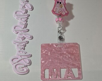 Ghostie  MA Badge Reel - ID holder - Work Badge
