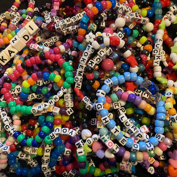Assorted Handmade Rave Kandi Bracelets with Words