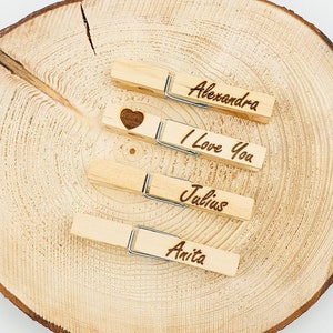 Engraved Clothespins | Personalized Clothespin | Name tag | Glupperl | wedding | Decoration | wood | Trailer | Gift
