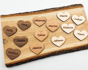 place card | place card | name tag | Personalized Engraved Wood Slices Heart Shape | wedding | table decoration| wood | wedding decoration