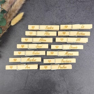 Gravierte Wäscheklammern | Personalisierte Wäscheklammer | Namensschild | Glupperl | Hochzeit | Dekoration | Holz | Anhänger | Geschenk