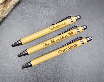 Personalized ballpoint pen with your engraving made of bamboo ballpoint pen | Name / saying / logo | Wooden ballpoint pen | birthday | Gift |