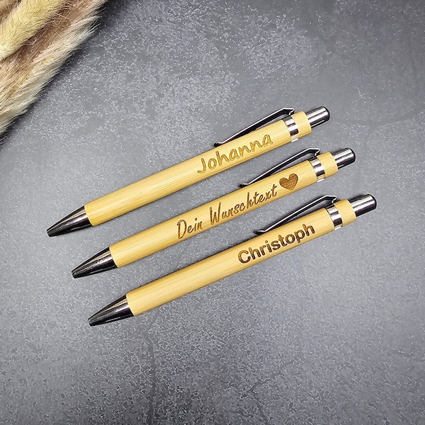 Personalized ballpoint pen with your engraving made of bamboo ballpoint pen | Name / saying / logo | Wooden ballpoint pen | birthday | Gift |