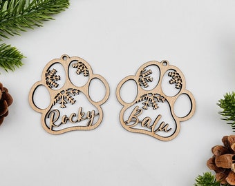 Personalized Dog Paw Christmas Bauble | Wooden Christmas tree decorations | Beech pendant | Christmas decoration| Christmas | Dog