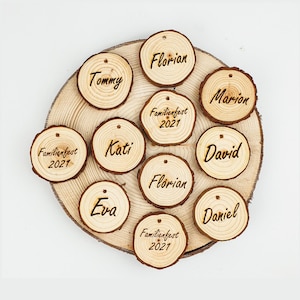 Wedding place cards personalized engraved wooden discs decoration | Name tag | Place card | Table decoration | Wedding decoration birthday