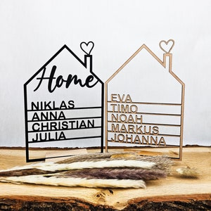 House with name made of wood | Personalized decorative wooden house multicolored | Door sign family wedding Easter | Christmas gift