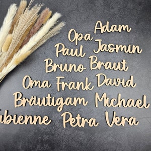 Platzkarten Hochzeit, Taufe, Geburtstag & Kommunion – Personalisierte  Namensschilder aus Buche 3-4cm – Tischdekoration Individuell Graviert