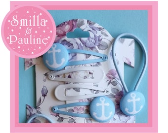 SMILLA & PAULINE Hair Clips Set Hairclips Jewelry Kids Hair Clip Girls Maritime North Sea Sea Anchor Lighthouse Möve