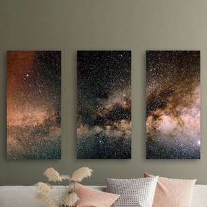 Starry Milky Way Canvas Art, Beautiful Night Sky Nebula Art, Epic Landscape Wall Art, Space & Nature Home Decor, Powerful Galaxy Painting