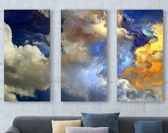 Heavenly Sky Fractal Art Canvas, Abstract Clouds Painting, Modern Art, Large Gallery-Wrapped Wall Art, Home + Office Decor, Ready To Hang