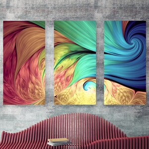 Colorful Rainbow Fractal Canvas Art, Modern Painting Of Abstract Rainbow Swirl Patterns, Home + Office Decor, Ready-To-Hang Vibrant Wall Art
