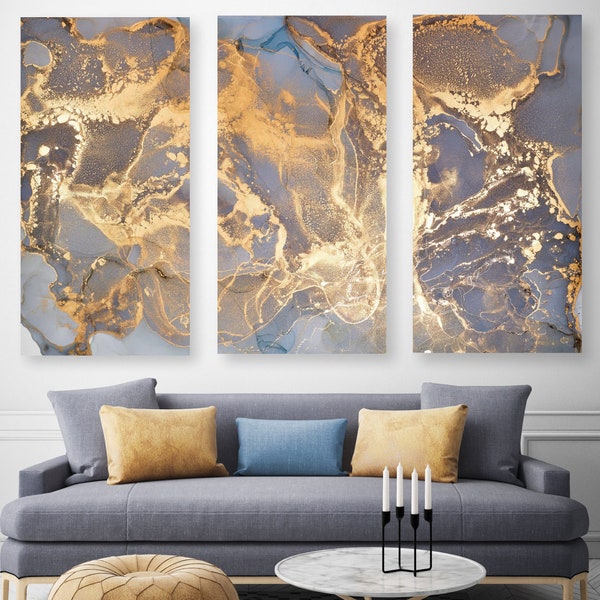 Golden Ink Wall Art Etsy