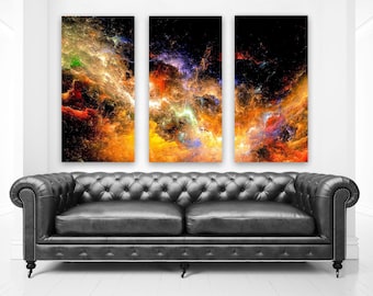 Deep Space Fractal Canvas Art, Epic Abstract Space Painting, Galaxy Theme Wall Art, Colorful Space + Stars Home Decor, Powerful Modern Art