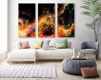 Deep Space Fractal Canvas Art, Galaxy Theme Wall Art, Epic Abstract Space Painting, Powerful Modern Art, Colorful Space + Stars Home Decor