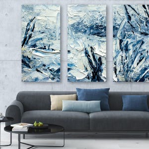 Blue Mood Abstract Canvas Art, Decorative Modern Impressionist Art, Large Gallery-Wrapped Wall Art, Home Decor, Ready To Hang Painting