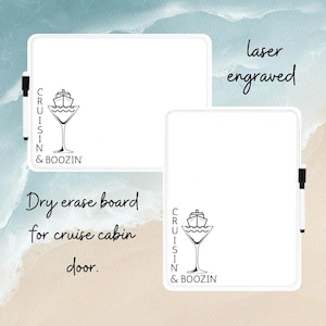 Cruise Door Dry Erase Board - Cruise Door Decor - Cruise Door Memo Board -  Cruising and boozing - Laser Engraved Cruise Door Decor