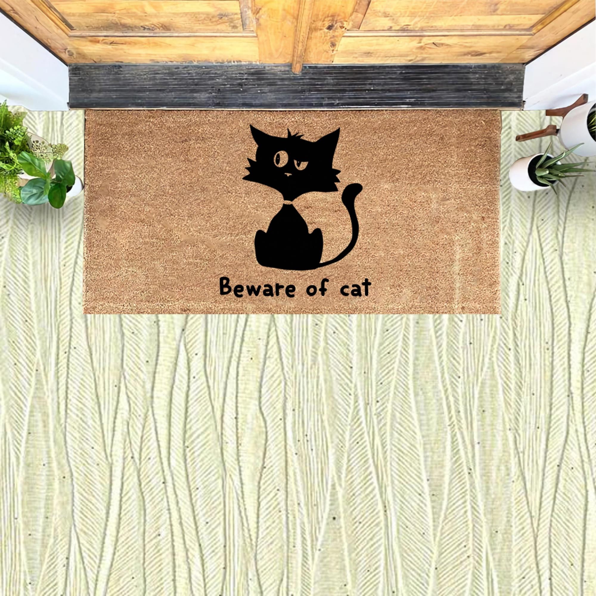Beware of Cats Doormat Black Cat Home Decor Custom Doormat Etsy