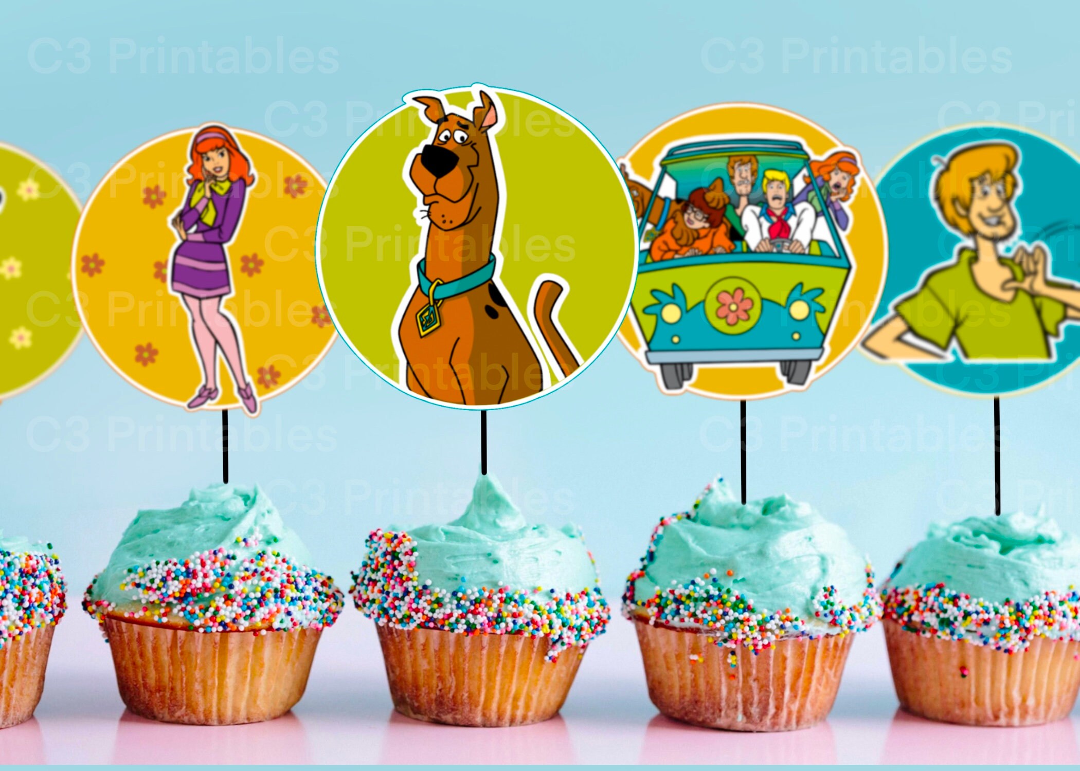 Scooby Doo Cupcake Toppers PRINTABLE Scooby Doo Birthday - Etsy Singapore