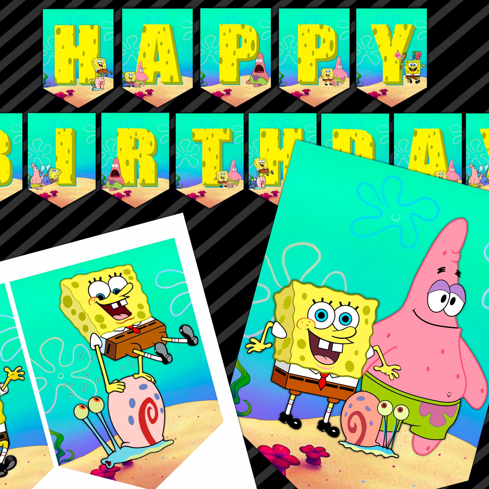 Spongebob Party Banner Printable Spongebob Banner Digital - Etsy