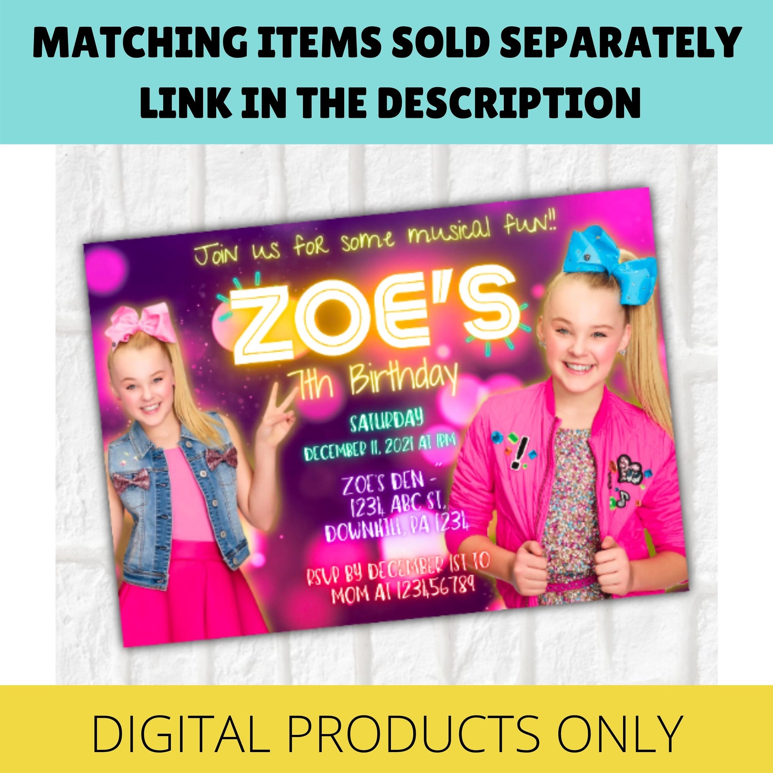 Jojo Siwa Party Banner Printable Jojo Siwa Birthday Jojo | Etsy