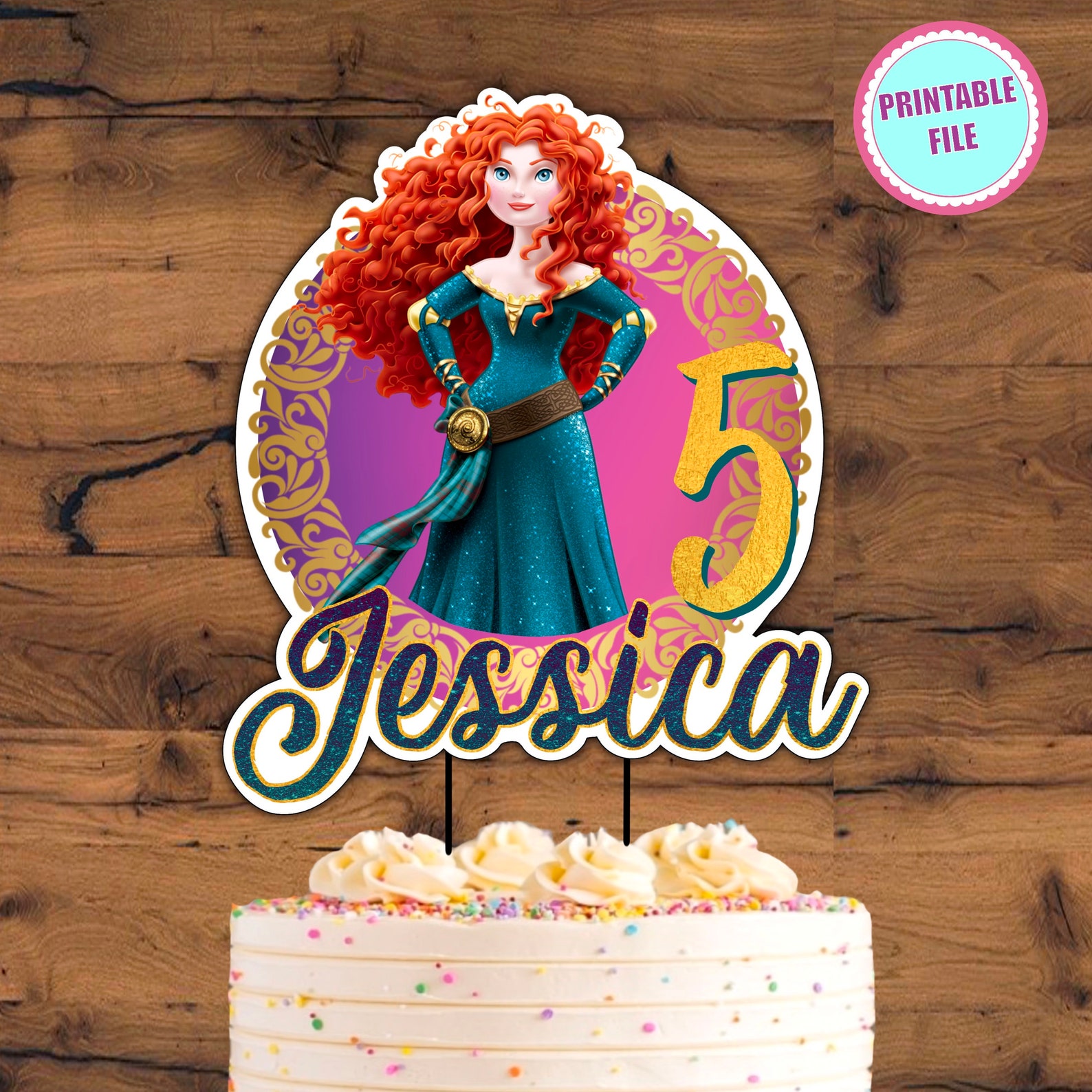 Merida Cake Topper Printable Merida Birthday Party Merida | Etsy