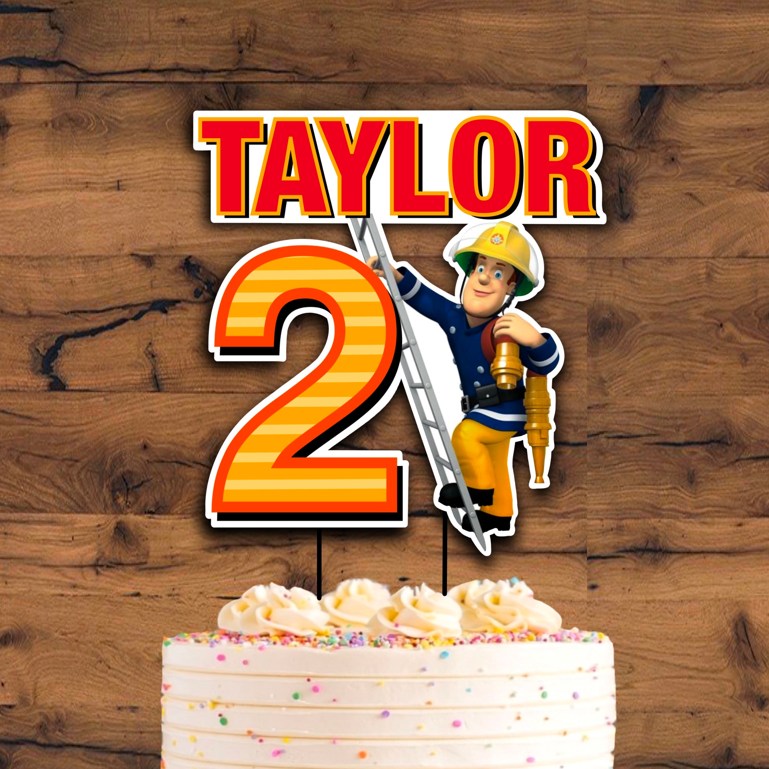 Fireman Sam Personalised Wafer Paper Topper For Large Cake Various Sizes 7.5/"