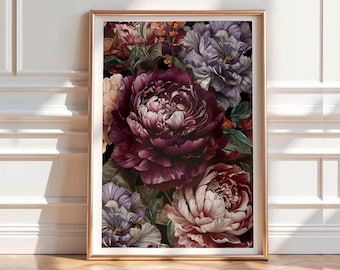 Gothic Pfingstrose Art Print: Stimmungsvolles barockes Wanddekor